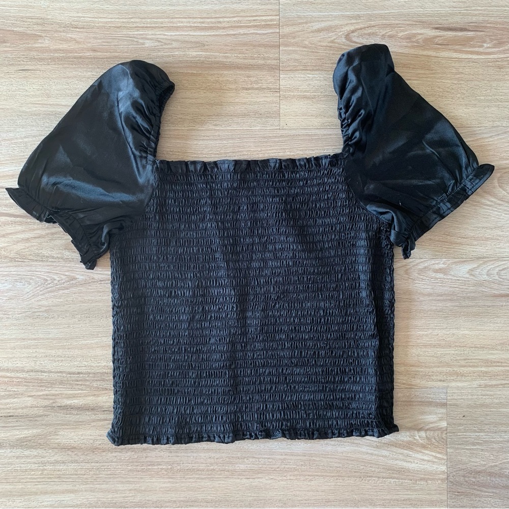 Urban Outfitters Sabrina Satin Smocked Top